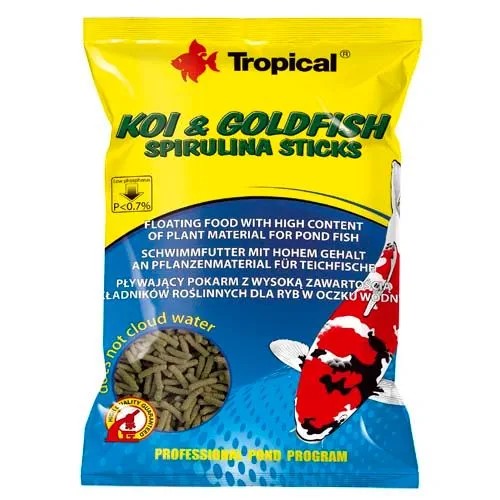 Krmivo pre rybníčky Tropical Koi & Goldfish Spirulina Sticks 1l