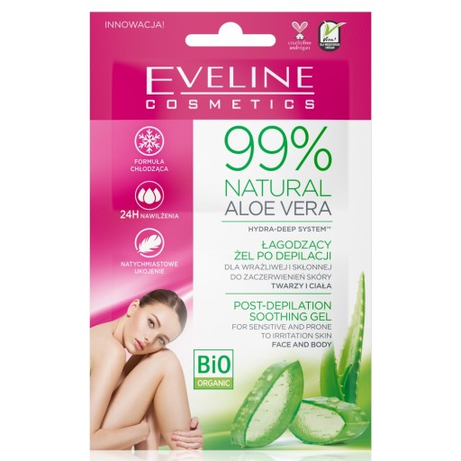 Eveline Cosmetics 99% Natural Aloe Vera gél po depilácii 2x5ml P1