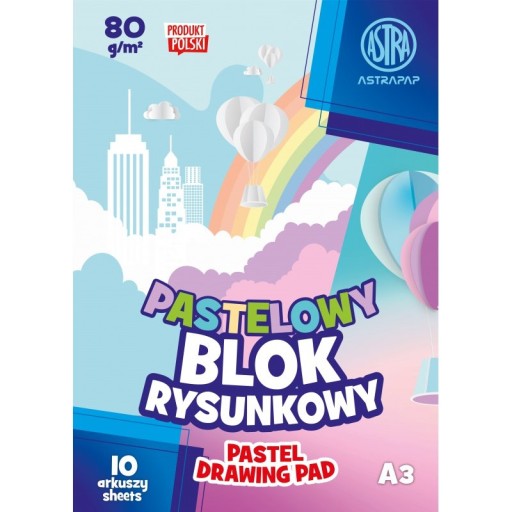 FAREBNÝ ŠKOLSKÝ BLOK A3 10 PASTELOVÝ LIST 80G