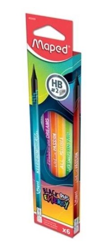 ceruzka s gumou BLACK'PEPS ENERGY 6 KS HB MAPED