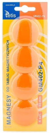 Oranžové tabuľové magnety 40 mm (4 ks) GM402-