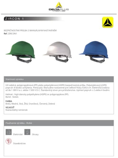 Nastaviteľná ochranná prilba Zircon Delta Plus, červená