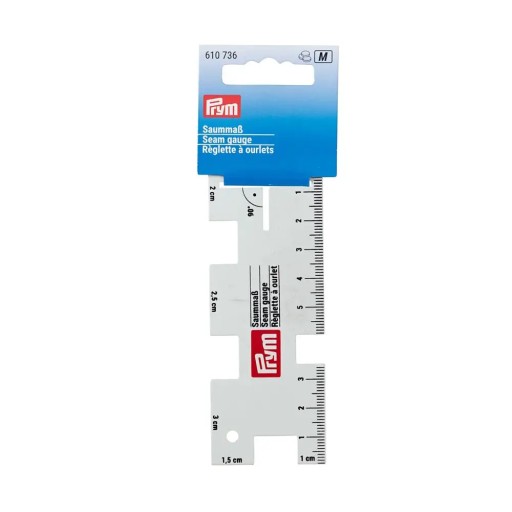 Pravítko na švy Prym 610-736 odtiene sivej a striebornej 10 cm hliník