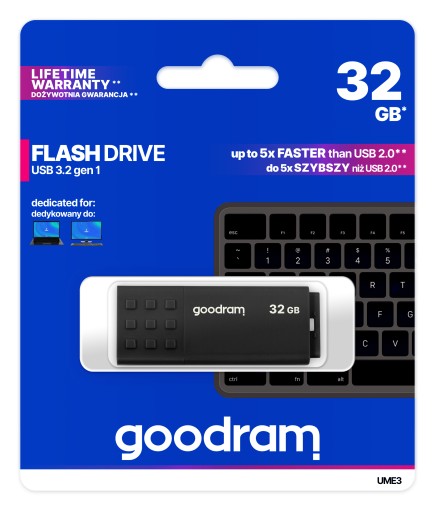 PENDRIVE 32GB GOODRAM USB 3.0 UME3 BLACK