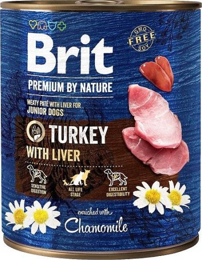 Krmivo Brit Premium By Nature Morčacie & Pečeň mokré 800 g