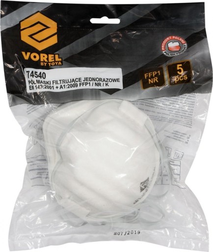 Jednorazové filtračné polomasky ffp1/k 5 ks 74540