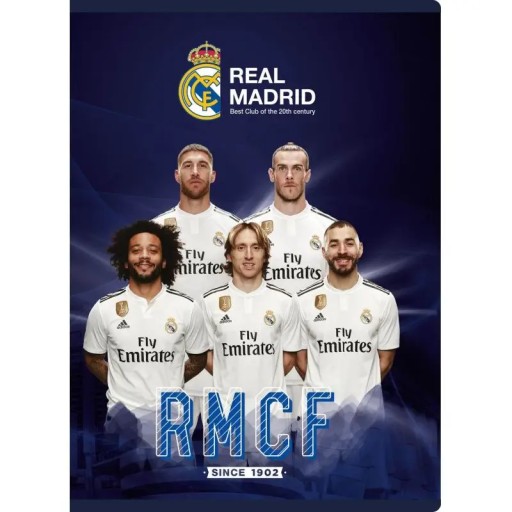 REAL MADRID Zápisník A5, 16 listov, štvorcový REAL FUTBAL, 1 kus