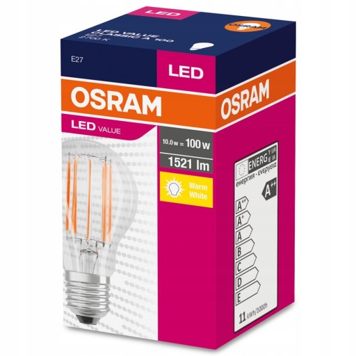LED FILAMENTOVÁ ŽIAROVKA E27 11W = 100W 2700K 1521LM TEPLÁ BIELA A60 OSRAM