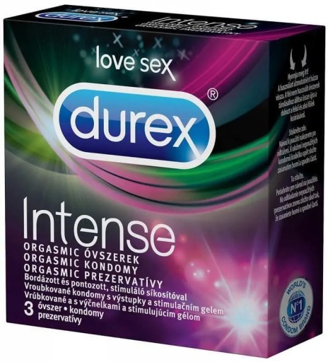 Durex Durex Intense kondómy 3 ks s rebrami a stimulačným gélom