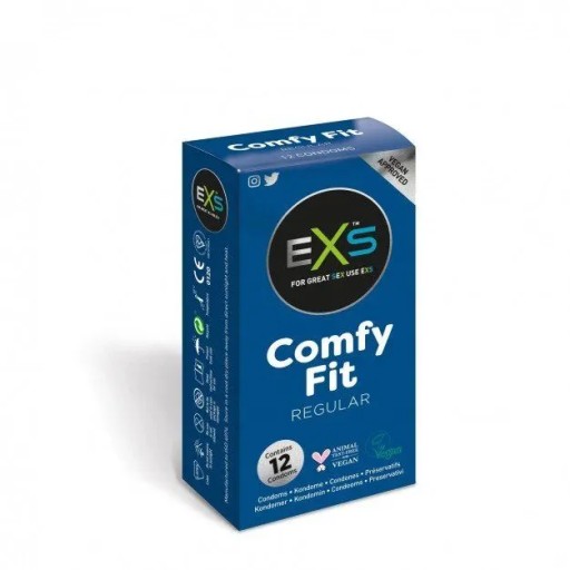 EXS REGULAR klasické kondómy, nasadené, zvlhčené, sada 12 ks.