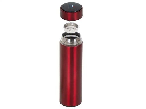 Termoska termohrnček na fľašu smart LED 500ml bordová