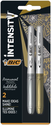 BIC PERMANENTNÝ ZNAČOVAČ METALICKÝ ZLATÝ A STRIEBORNÝ X2