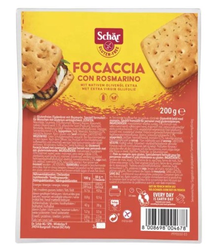 SCHAR Focaccia s rozmarínom, bezlepková Focaccia con rosmarino (200 g)
