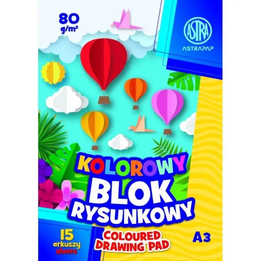 FAREBNÝ BLOK A3 VEĽKOFORMÁT 15 LISTOV 80g/m HMOTNITE FARBENÉ