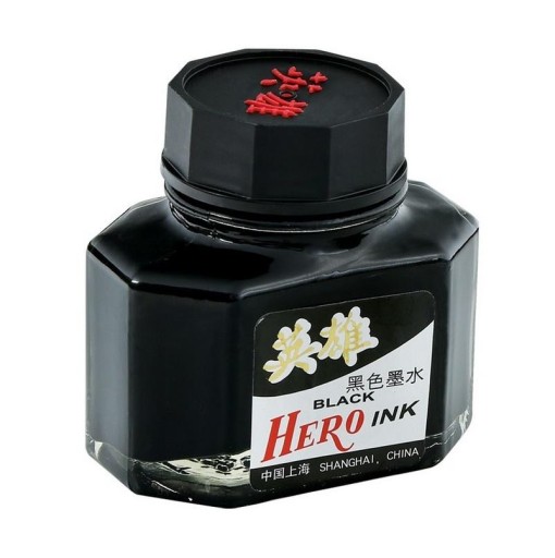 Čierny atrament vo fľaši na pero Hero ZÁRUKA!