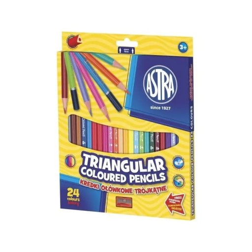 Ceruzkové pastelky 24 farieb Astra, trojuholníkové, 312110