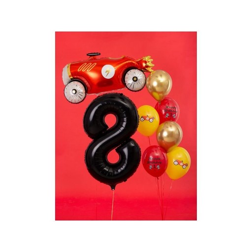 Fóliový balón 86cm číslo 8, čierny narodeninový
