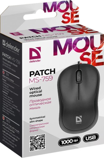 Defender PATCH MS-759 optická drôtová myš 1000dpi 3P čierna