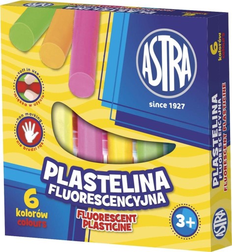 Astra fluorescenčná plastelína, 6 farieb, 838119