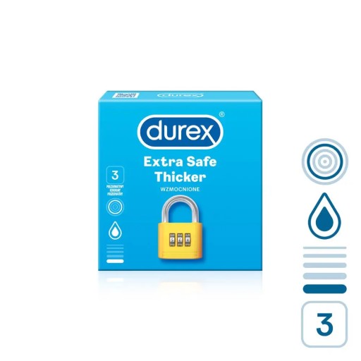 Durex Durex Extra Safe kondómy 3 ks, hrubšie, vlhčené