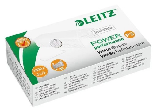 Leitz biele sponky, neviditeľné na papieri 24/6,