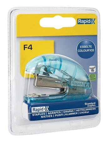 Zošívačka Mini Rapid Color Breeze F4, 10 listov, záruka 5 rokov, modrá