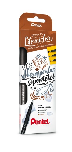 Pentel sada 3 kaligrafických pier s pigmentovým permanentným atramentom