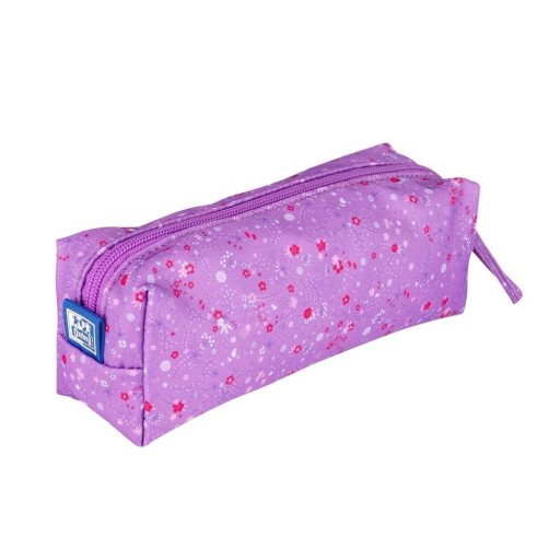 Vrecúško OXFORD FLORAL PENCIL BAG, fialové s kvetmi, lúka pre dievčatko