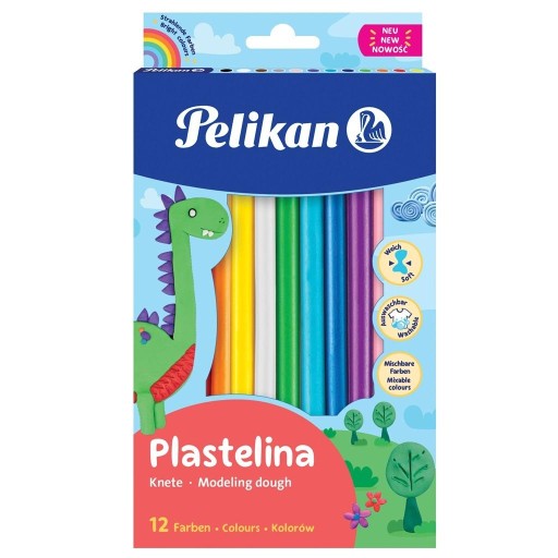 Plastelína školská 12 farieb 9x170mm 200g PELIKAN