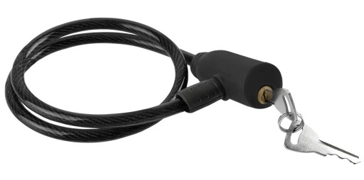 Zámok na bicykel, motorku, kábel + kľúč, čierny