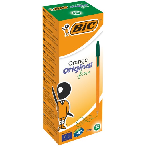 BIC oranžové atramentové pero, ZELENÝ uzáver