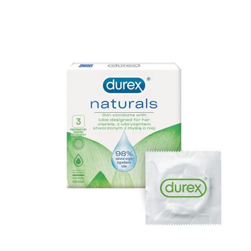 DUREX NATURALS KONDÓMY, TENKÉ, 3 KS