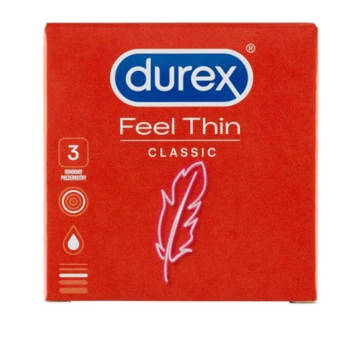 Durex Feel Thin Classic tenké latexové kondómy 3 ks