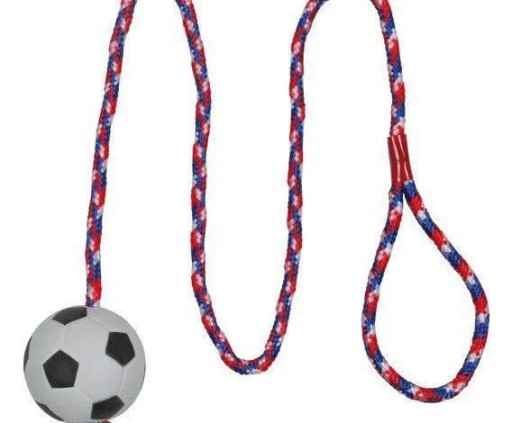 Hračka pre psa - 6 cm futbal na dlhom lane