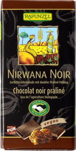 NIRWANA BIO tmavá ČOKOLÁDA S HLUZOVOU NÁPLŇOU 100 g - RAPUNZEL