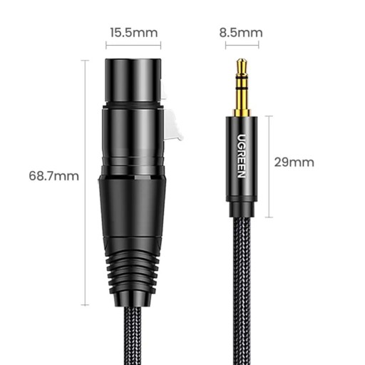 UGREEN ZVUKOVÝ KÁBEL XLR DO MINI jacku 3,5 mm pletaný kábel 1 m