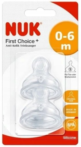 NUK Silikónový cumlík na fľašu 0-6m M First Choice+ 2 ks