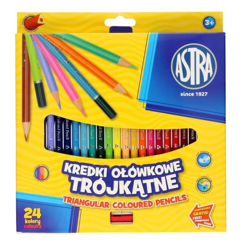 Ceruzkové pastelky 24 farieb Astra, trojuholníkové, 312110