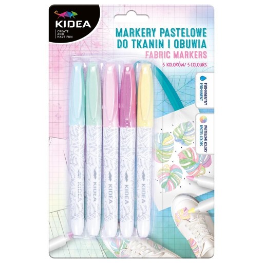 Pastelové fixky na topánky a látky, 5 farieb