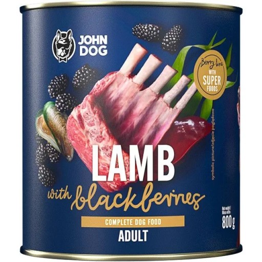 JOHN DOG BERRY DOSPELÝ JAHNIČIEK S ČUROVINY 800 G BEZOBRNINOVÉ MOKRÉ KRMIVO