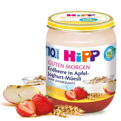 HiPP BIO jogurt s müsli, jablkami a jahodami