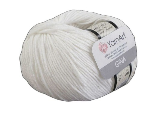 Priadza YarnArt Jeans 62 optická biela 50g/160m