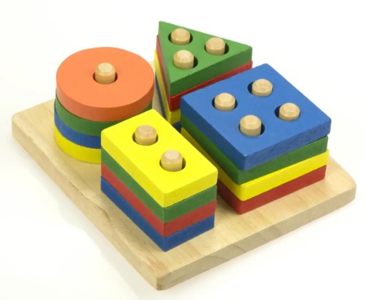 Drevená triedička, arkádové puzzle, 4 veže