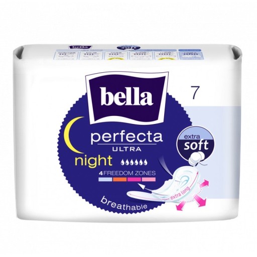 Bella Perfecta Ultra Extra Soft Night hygienické vložky, krídelká, a7 ks