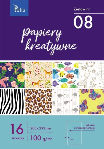 Kreatívne papiere A4 Tetis 16 listov 100 g/m² 08