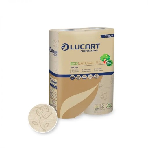 Toaletný papier EcoNatural 6.3, 100% recyklovaná celulóza, 6 roliek, 3 vrstvy