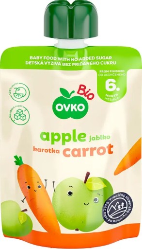 Jablkovo-mrkvové pyré po 6 mesiacoch veku BIO 90 g