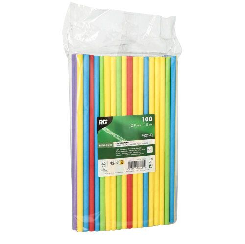 SHAKE papierové slamky 100 ks. 25 cm x 8 mm zmiešané farby
