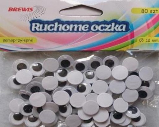 POHYBLIVÉ OČI pre Crafts, SAMOLEPIACE 12mm Brewis NA VYTVÁRANIE POSTAVOV