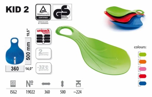 Prosperplast Kid 2 plastové šmykľavky na sane, zelená šmykľavka, dupolot